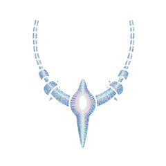 Spiked Necklace with Iridescent Design in 3D,  on a white and transparent background, PNG.