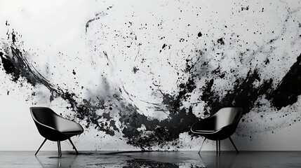 Black white abstract art enhances modern living space high resolution picture