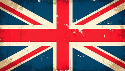 Fototapeta premium Grunge British Flag on Vintage Background 