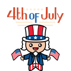 USA Independence Day Fireworks Over City Skyline