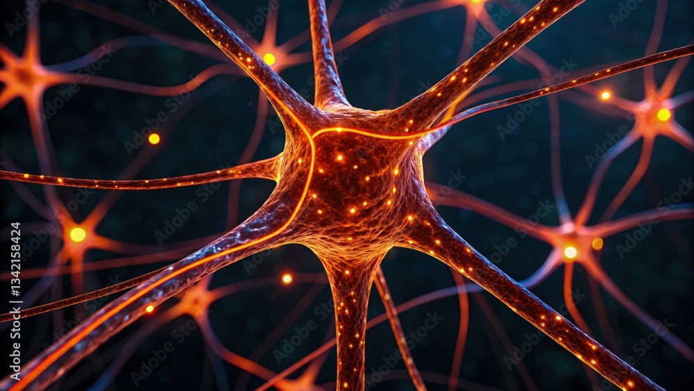 Poster a vivid illustration of a neural network intertwined with genes linked to inflammation.
