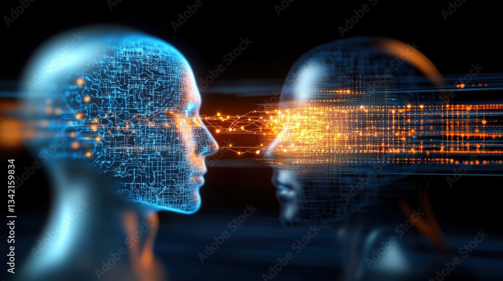 Aufkleber human connection and digital interplay exploring mind and machine virtual space digital art futurist