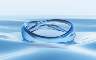 Fototapeta premium Abstract blue ring on rippling water, digital art, graphic design, background image