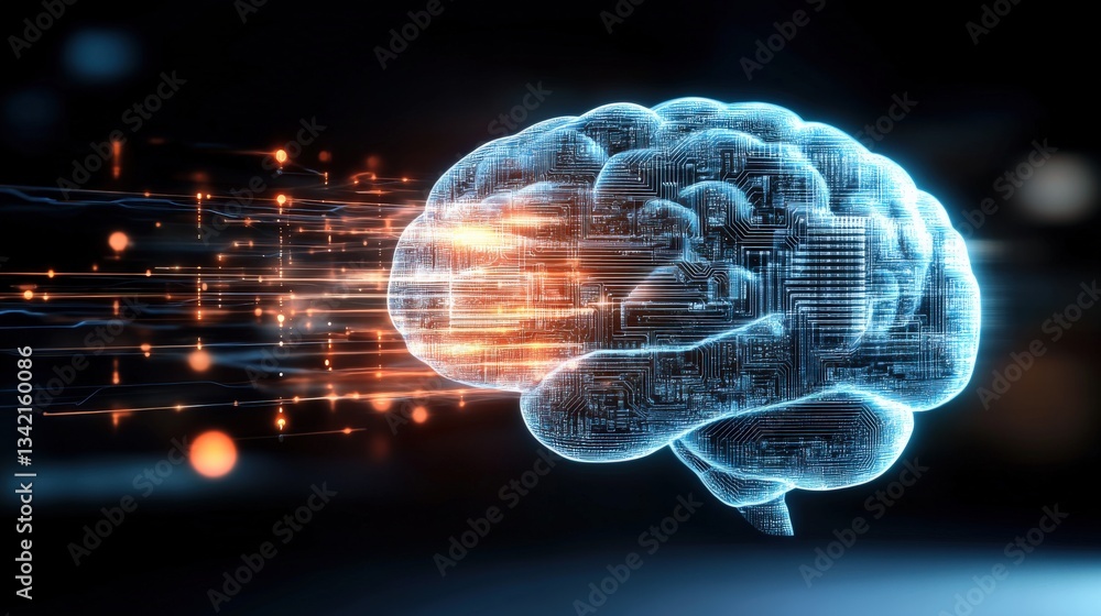 Aufkleber exploring neural innovation digital brain technology futuristic lab 3d visualization scientific envi