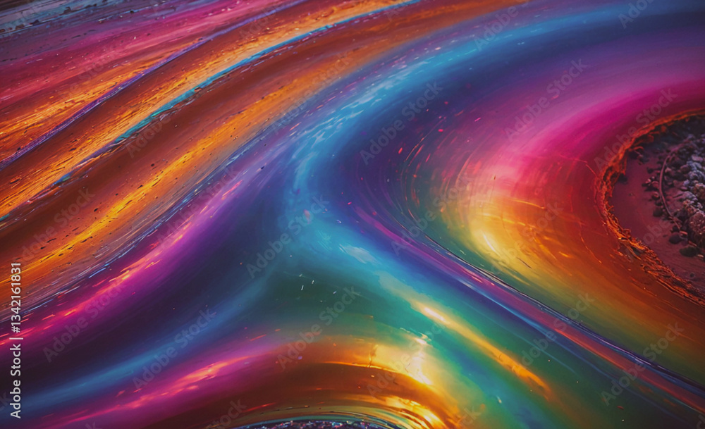 Poster colorful swirl of paint with a rainbow effect. the colors are bright and vibrant, creating a sense o