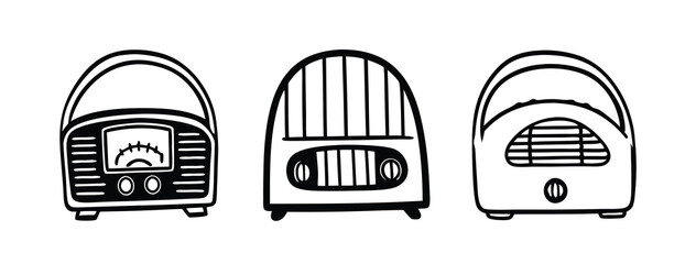 Radio outline line art for coloring page. retro vintage Radio, illustration digital drawing - Isolated PNG