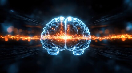 Neural activity visualization digital space graphic representation futuristic environment close-up view brain functionality concept