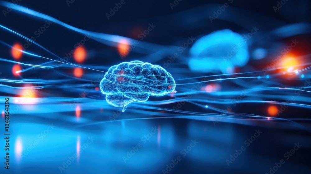 Poster neural network exploration digital realm abstract visualization futuristic environment close-up view