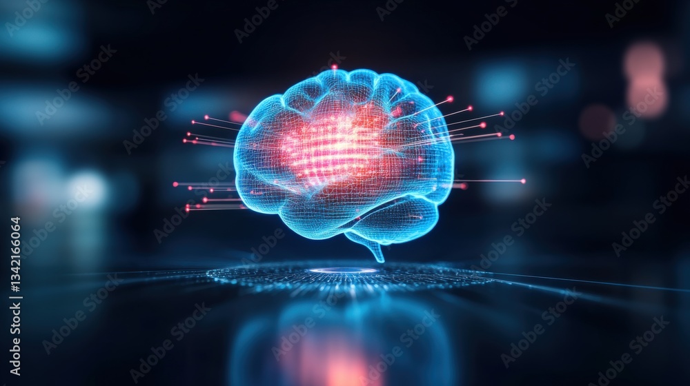 Poster innovative brain technology futuristic laboratory 3d visualization digital environment close-up pers