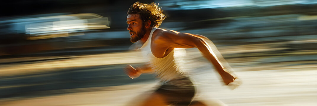 Harnessing Human Potential: The Intense Drive and Focus of a Sprinter's Vigorous Sprint