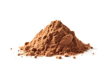 a small pile of brown powder on a white background