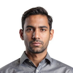 Obraz premium Portrait of a South Asian man in disbelief with intense eyes and classic attire Perfect for concepts of shock or disbelief