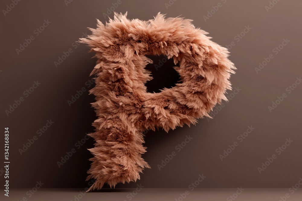 Poster fluffy letter p with warm and cool gradient capturing artistic elegance generative ai
