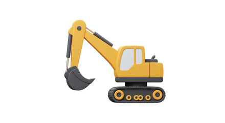 Isolated Excavator Construction Machine Illustration