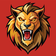 Fototapeta premium Majestic Roaring Male Lion Head in Fierce Display of Dominance