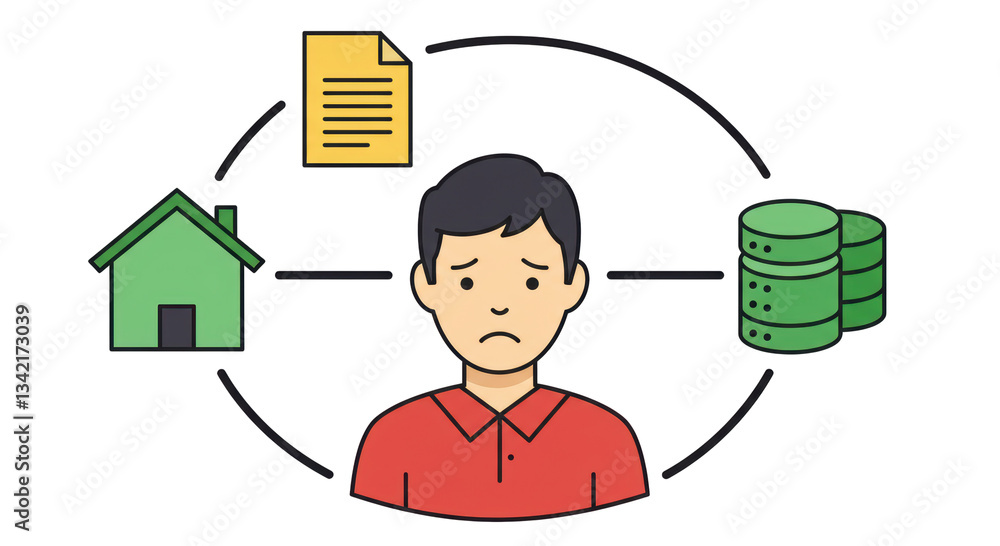 Poster isolated data security concern with home icon