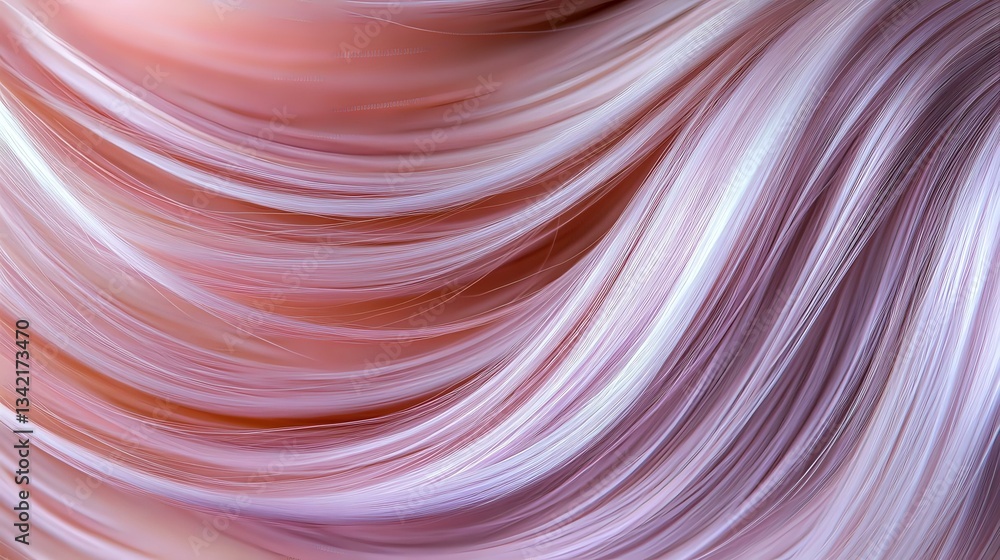 Poster flowing abstract waves in soft pink and white create gentle curved lines with smooth gradient transi