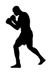 Boxer silhouette in dynamic pose - vector illustration