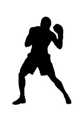 Boxer silhouette in dynamic pose - vector illustration