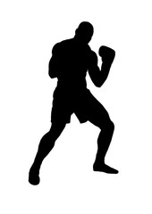 Boxer silhouette in dynamic pose - vector illustration