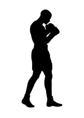 Boxer silhouette in dynamic pose - vector illustration