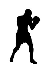 Boxer silhouette in dynamic pose - vector illustration