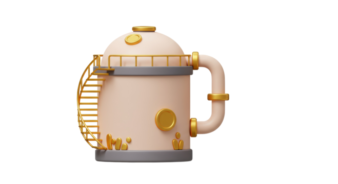 Isolated Industrial Tower with Ladder and Piping for Manufacturing