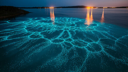 Obraz premium Bioluminescent Bay at Night: A Celestial Sea