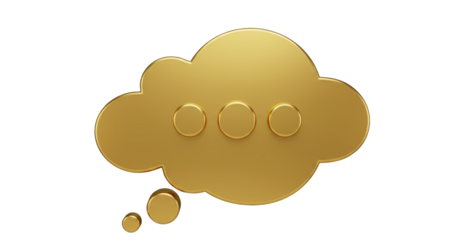 Isolated Golden Speech Bubble Cloud with Dots