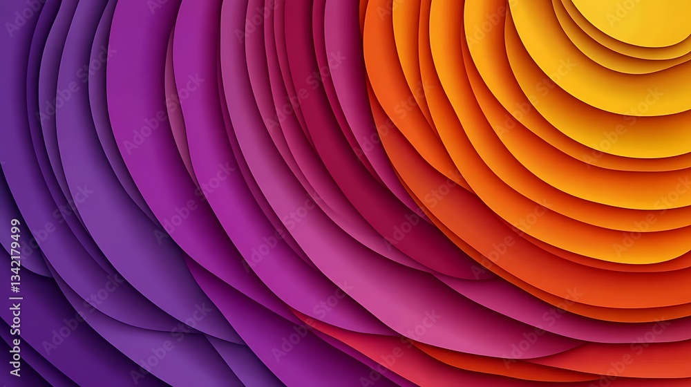 Poster colorful layered and curved abstract forms in vibrant gradient tones