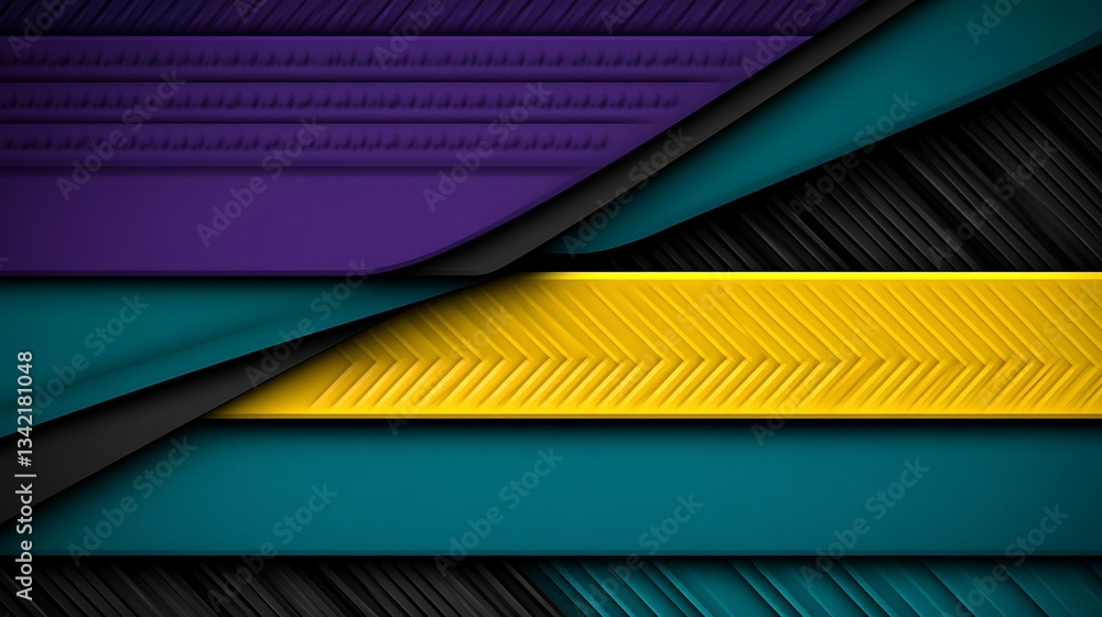 Poster Abstract layered geometric design using different shapes and colors