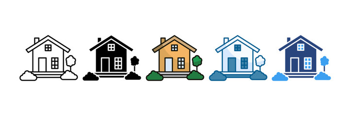House Icon Set Multiple Style Collection