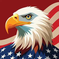 Obraz premium Patriotic Bald Eagle Emblazoned with American Flag Colors