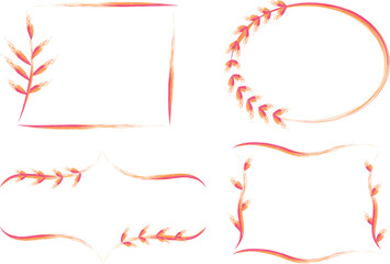 red orange colorful abstract creative decorative borders set