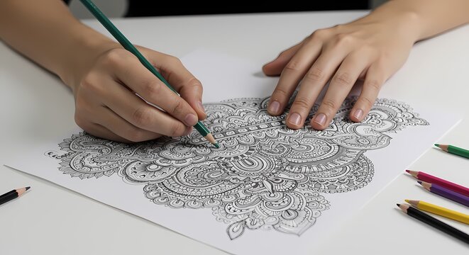 Intricate Coloring Page: Adult Coloring Book Design