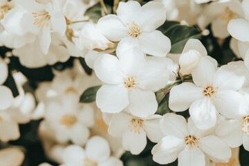 Obraz premium Delicate white flowers create serene atmosphere with lush green