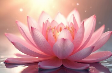 Radiant pink lotus water lily closeup. Serene zen spa, relaxation atmosphere. Enlightenment, universe, religion, kundalini, meditation, yoga, buddhism, chakra, reiki, awareness, energy balance.