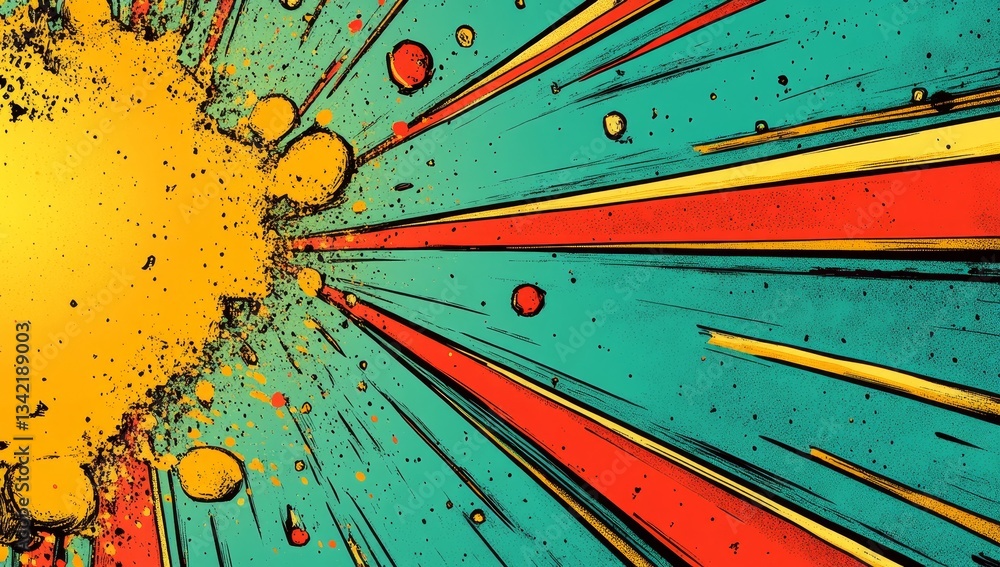 Aufkleber a colorful empty background with rays on an abstract comic book page template