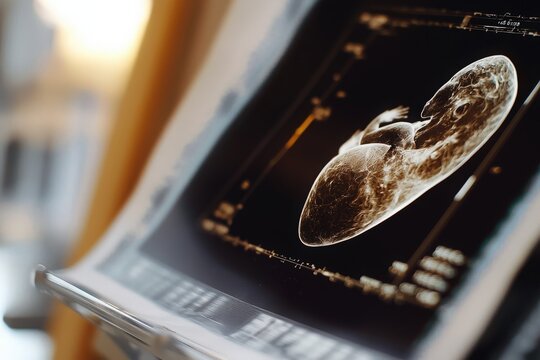 A detailed ultrasound captures a clear view of a developing fetus, showcasing its features during a routine prenatal checkup.