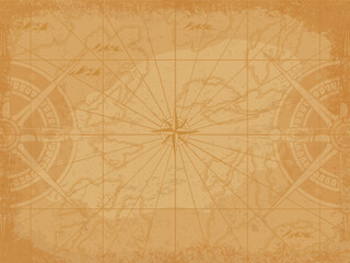 Vintage map illustration with compass design