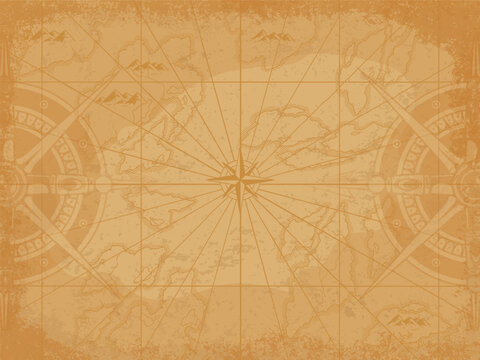 Vintage map illustration with compass design