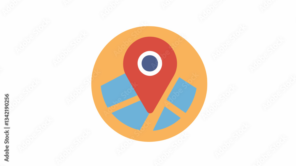 Poster colorful location pin icon on map background representing gps navigation and geolocation services co