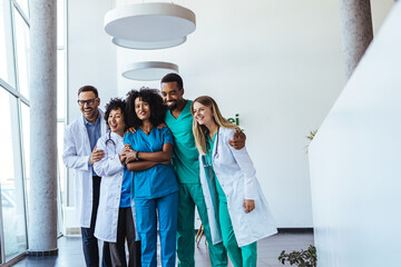 Team of Healthcare Professionals Posing Together in a Bright Modern Building