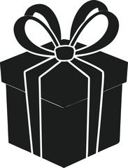 Black Gift Box Silhouette Vector – Elegant Present with Ribbon and Bow