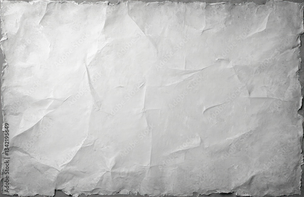 Aufkleber white crumpled recycled craft paper texture background. grunge vignette of old vintage page or newsp