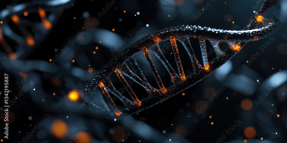 Poster exploring the mesmerizing design of a dna helix at molecular level generative ai