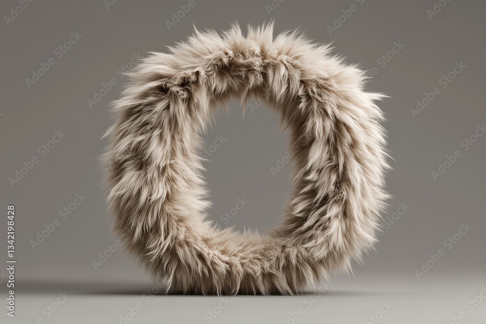 Aufkleber fluffy voluminous letter o with soft fur texture and vibrant gradient hues generative ai