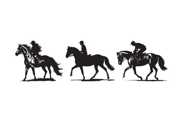 Horse Riding Silhouette Vector Cowboy, Equestrian, and Racing Clipart  