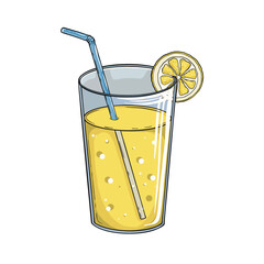Yellow lemonade on the transparent background