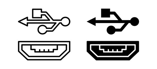 usb icon set flat vecktor trendy popular simple